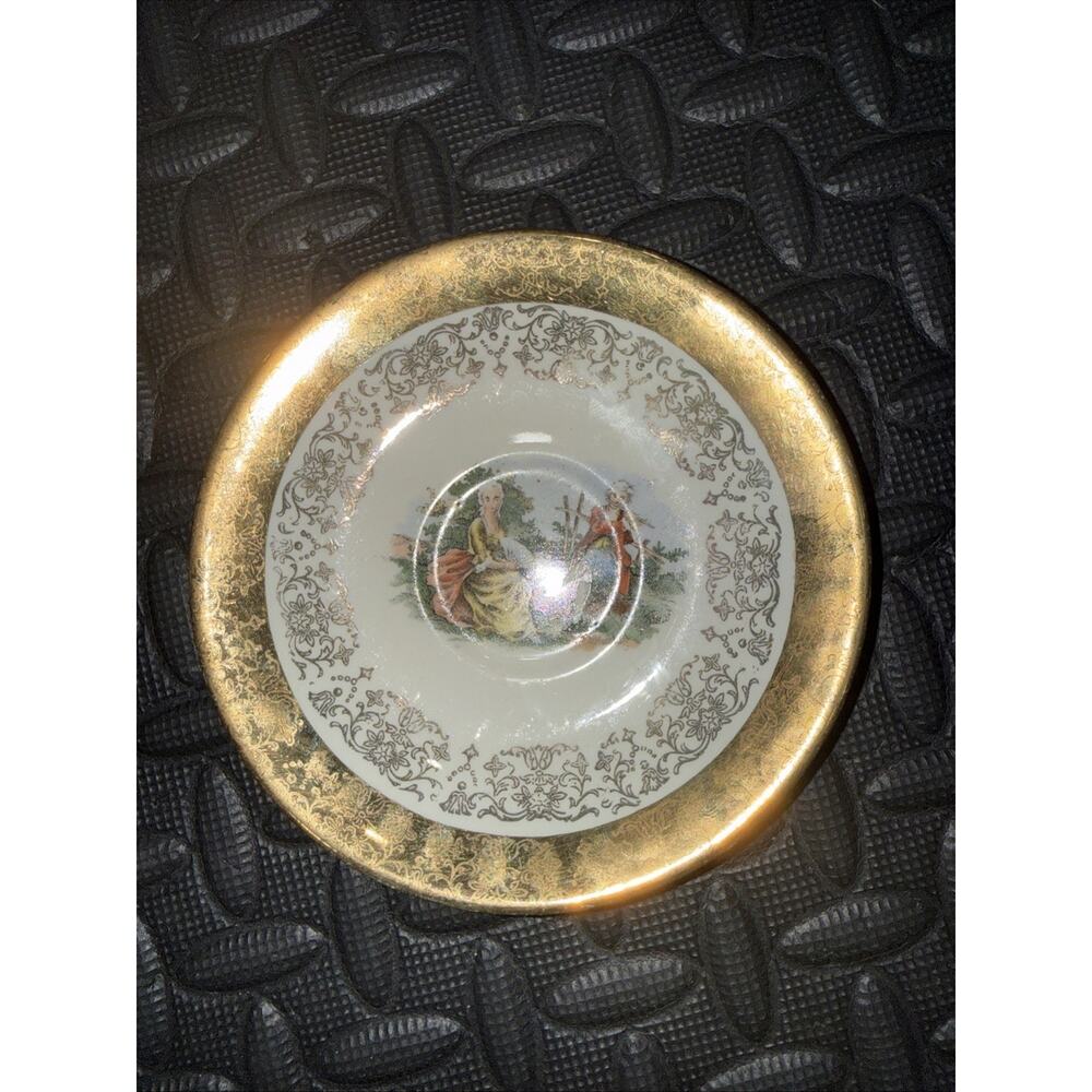 Crest O Gold Sabin Plate Gold Trim W/ Courting Couple Decorative Plate